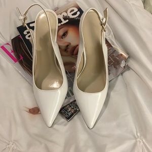 White Slingback Pumps